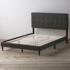 Cama con plataforma de perfil bajo y tapizado de madera maciza