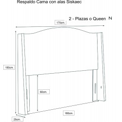 Respaldo Cama con  Alas  (Siskatec) 2 - Plazas